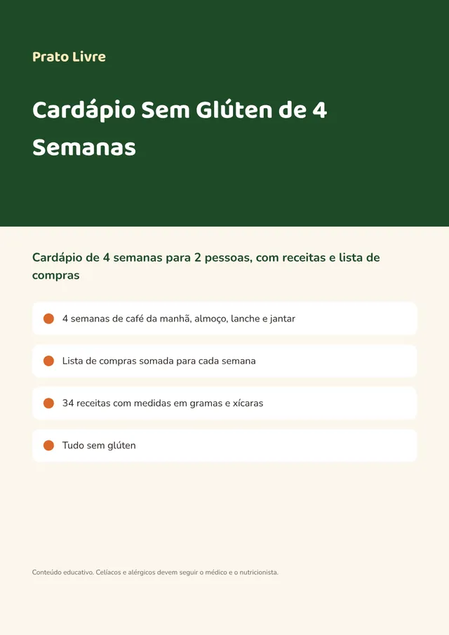 Capa: Cardápio Sem Glúten de 4 Semanas