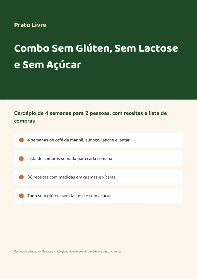 Capa: Combo Sem Glúten, Sem Lactose e Sem Açúcar